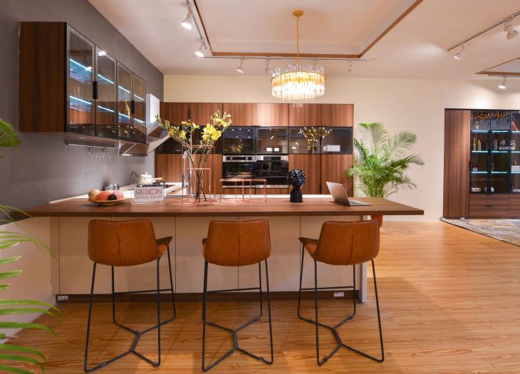 Custom Modern Grain Kitchen Cabinet