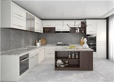 Armoire de cuisine en forme de L en PVC