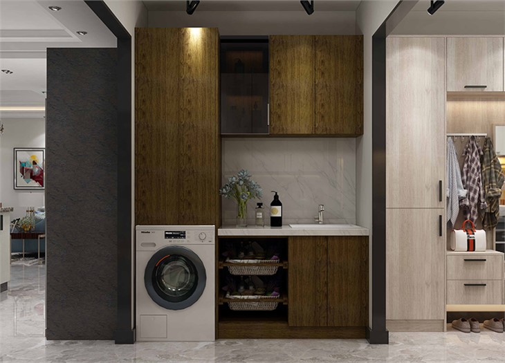 Wood Grain Laundry Cabinet